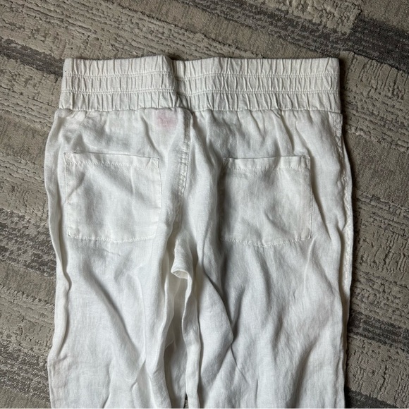 Puma White Linen Drawstring PANTS Women’s Size M Relaxed FitElasticWaist Pockets - Picture 2 of 6